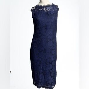 Stanzin dress Small navy blue lace sleeveless evening party cocktail